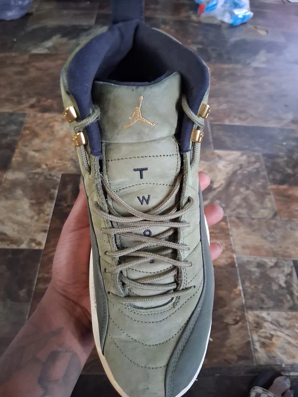 Jordan Men's Olive Green Mid-Top Basketball Shoes